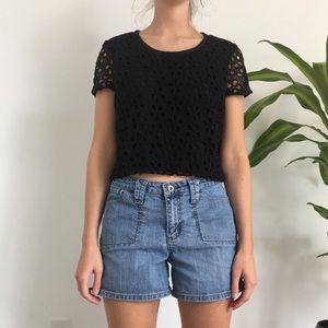 Black Floral Crop Top